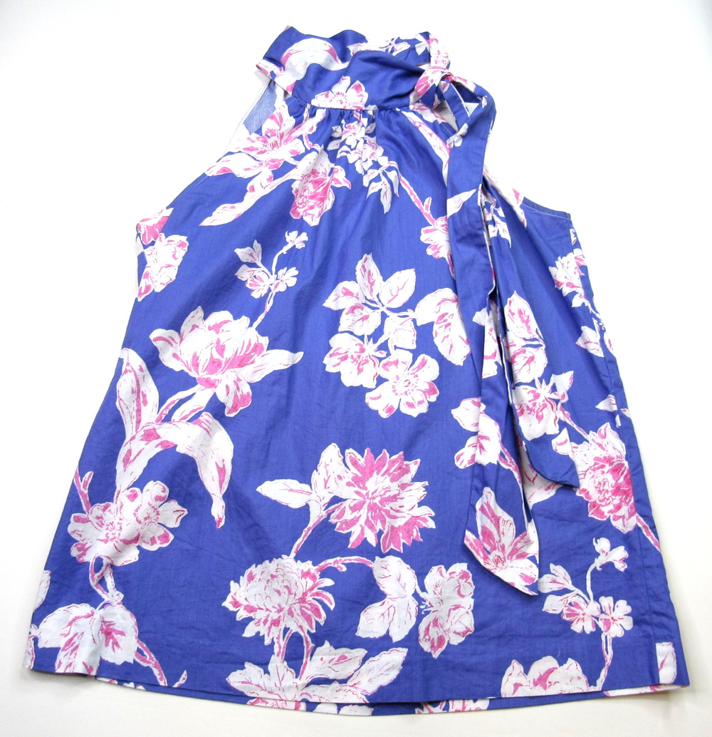 Grace Baker Womens Floral Top Small Tie Neck Sleeveless Cottagecore Feminine